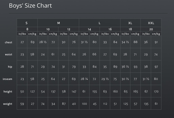 Shelby Gloves Size Chart