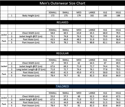 dc snowboard pants size chart